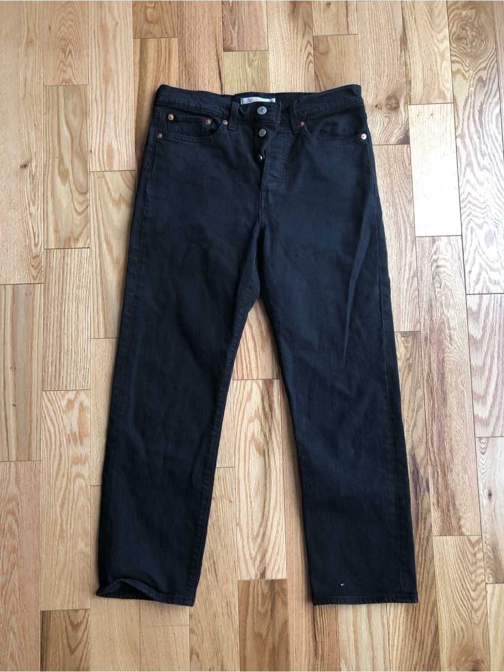 Levi's Black Wedgie Straight Button-Fly Jeans